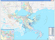 New Orleans-Metairie Metro Area Wall Map Color Cast Style